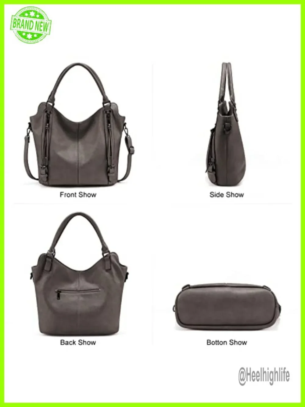 Faux Leather Concealed Carry Crossbody Hobo Purse with Detachable Holster
